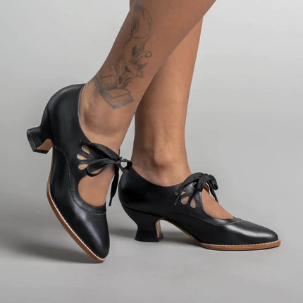 Odette | Vintage Kitten Heels – Lace-Up Mary Jane Style
