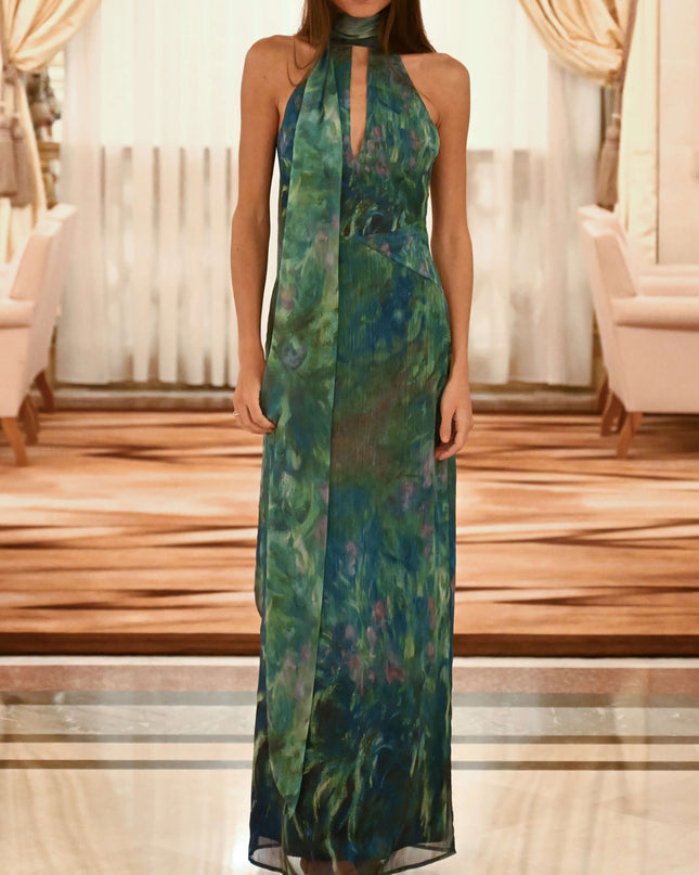 Ottilie | Elegant Party Dress – Halter Neck Maxi Style