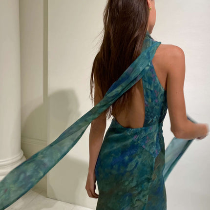 Ottilie | Elegant Party Dress – Halter Neck Maxi Style