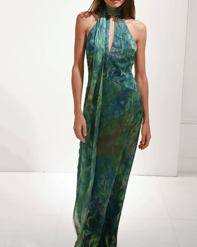 Ottilie | Elegant Party Dress – Halter Neck Maxi Style