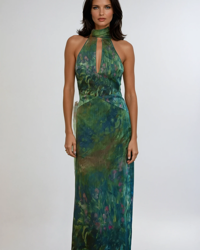 Ottilie | Elegant Party Dress – Halter Neck Maxi Style