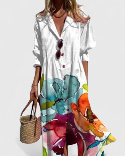 Paloma | Artistic Boho Shirt Dress – Floral Print