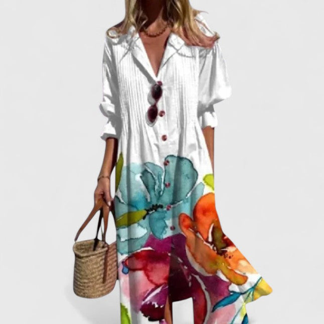 Paloma | Artistic Boho Shirt Dress – Floral Print