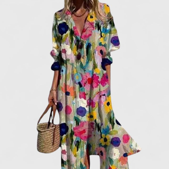 Paloma | Artistic Boho Shirt Dress – Floral Print