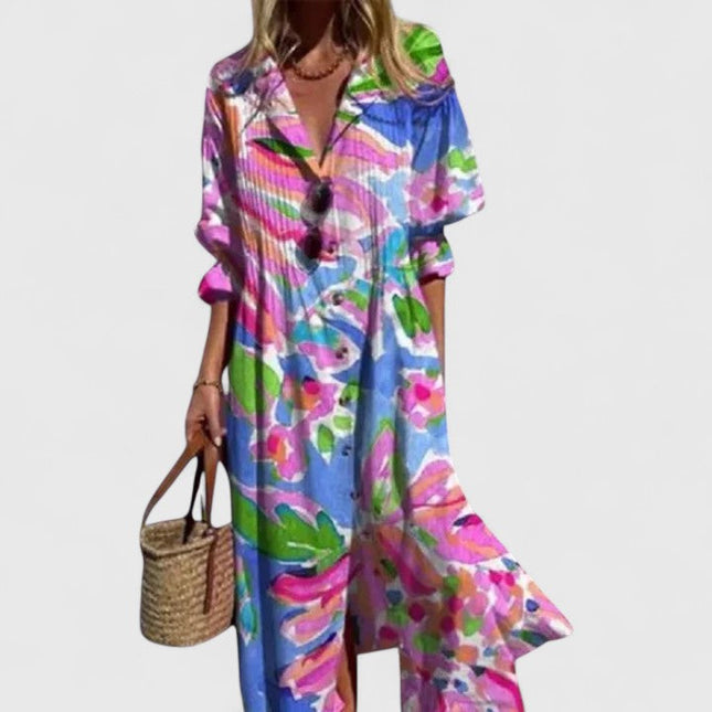 Paloma | Artistic Boho Shirt Dress – Floral Print