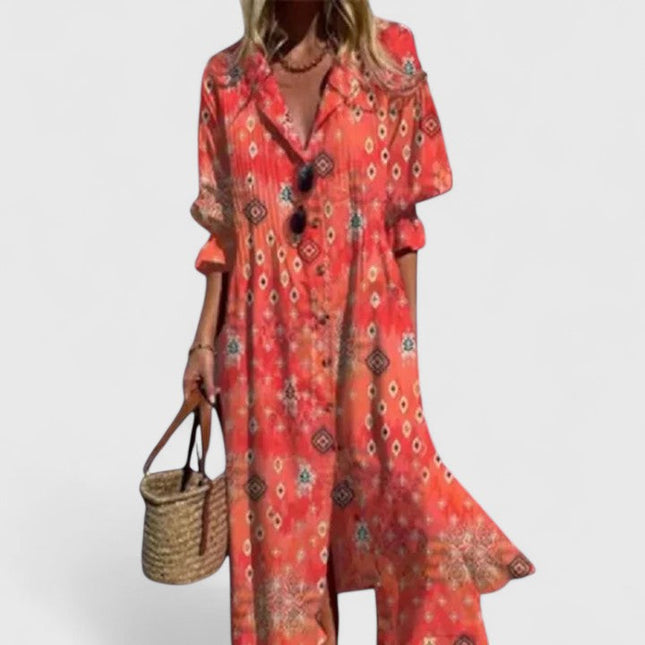 Paloma | Artistic Boho Shirt Dress – Floral Print