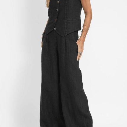 Reagan | Women's Button-Down Vest and Wide Leg Pants Set