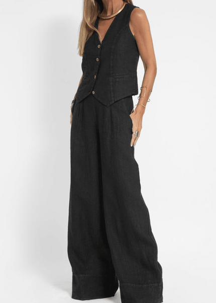 Reagan | Women's Button-Down Vest and Wide Leg Pants Set