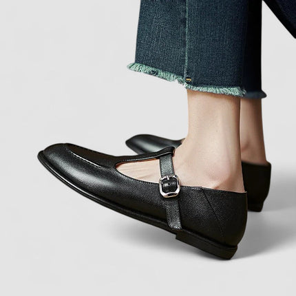 Reese | Women's T-Bar Mary Jane Flats – Buckle Strap