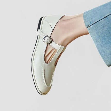 Reese | Women's T-Bar Mary Jane Flats – Buckle Strap