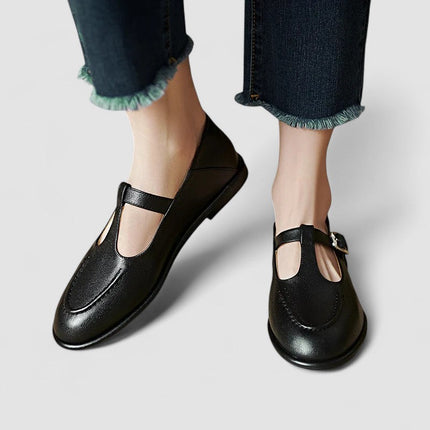 Reese | Women's T-Bar Mary Jane Flats – Buckle Strap