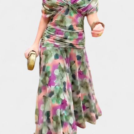 Rosalie | Elegant Occasion Dress – Draped Floral Midi