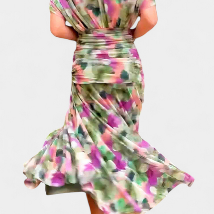 Rosalie | Elegant Occasion Dress – Draped Floral Midi