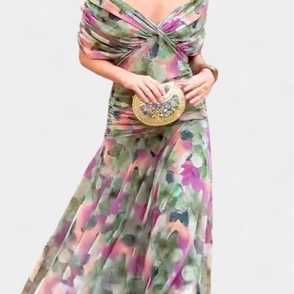 Rosalie | Elegant Occasion Dress – Draped Floral Midi