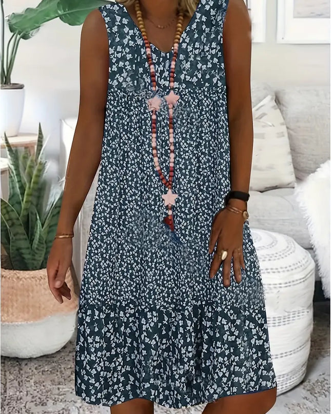 Rosaline | Floral Summer Dress – Sleeveless V-Neck Style