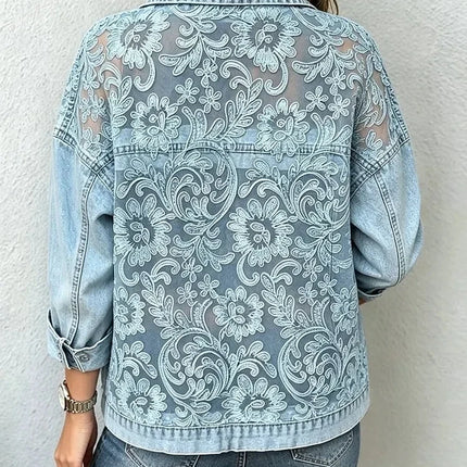 Sabine | Sophisticated Women's Denim Shirt – Ornate Print Style