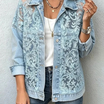 Sabine | Sophisticated Women's Denim Shirt – Ornate Print Style