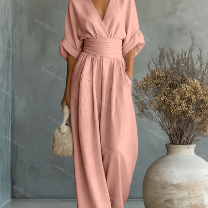 Sabrina | V-Neck Wide-Leg Jumpsuit
