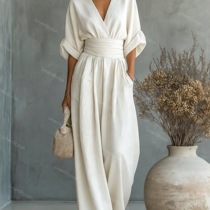 Sabrina | V-Neck Wide-Leg Jumpsuit