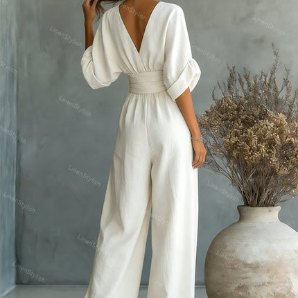 Sabrina | V-Neck Wide-Leg Jumpsuit