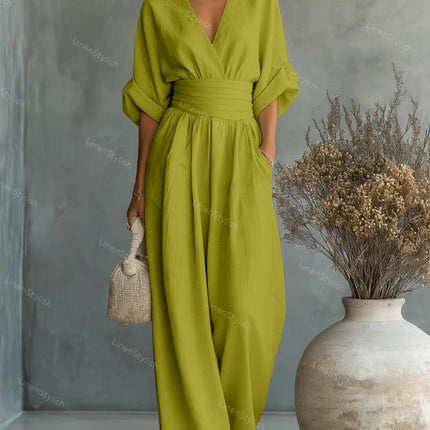 Sabrina | V-Neck Wide-Leg Jumpsuit