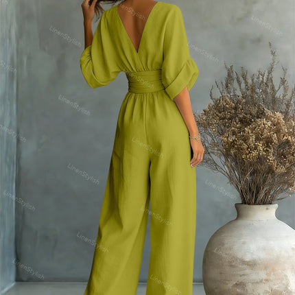 Sabrina | V-Neck Wide-Leg Jumpsuit