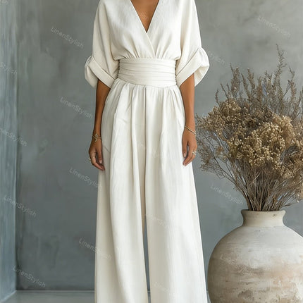 Sabrina | V-Neck Wide-Leg Jumpsuit