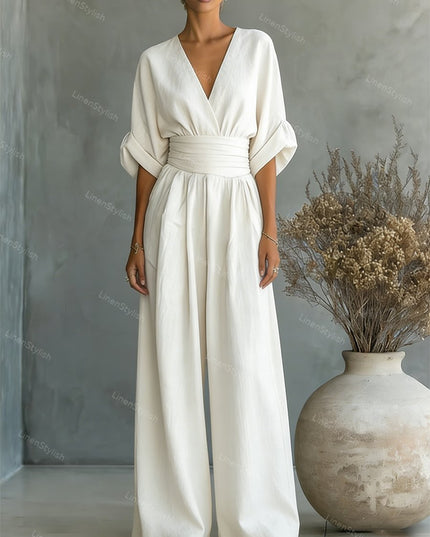 Sabrina | V-Neck Wide-Leg Jumpsuit