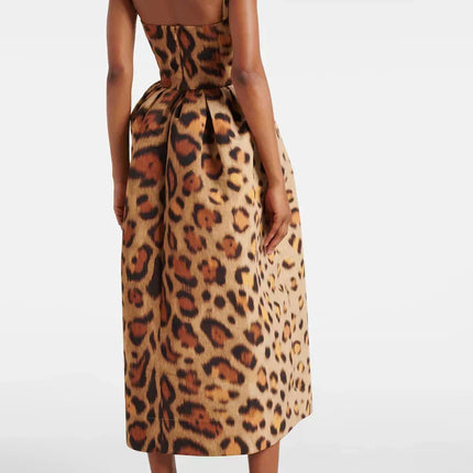 Seraphina | Leopard Print Bustier Midi Dress