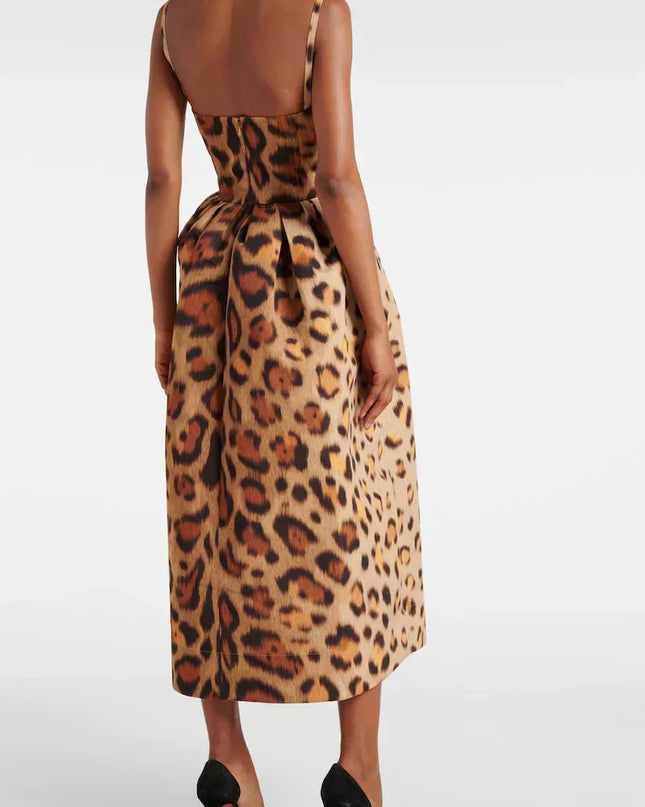 Seraphina | Leopard Print Bustier Midi Dress