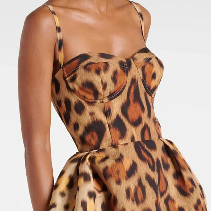 Seraphina | Leopard Print Bustier Midi Dress