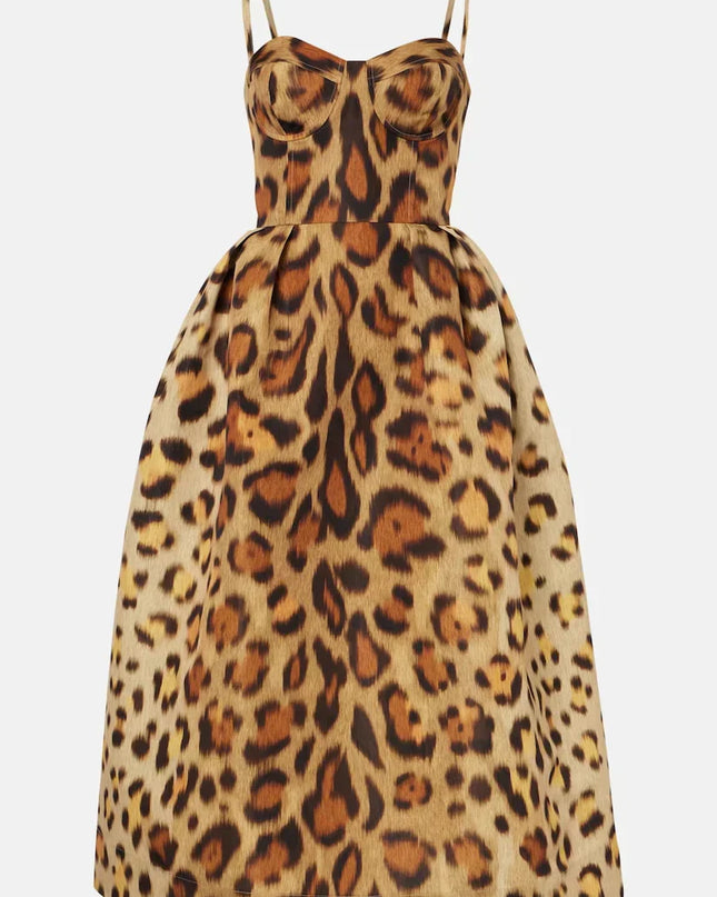 Seraphina | Leopard Print Bustier Midi Dress