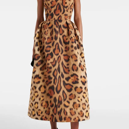 Seraphina | Leopard Print Bustier Midi Dress