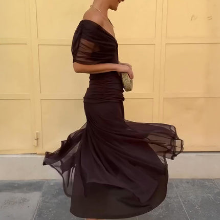 Seraphine | Elegant Cocktail Dress – Draped Maxi Style