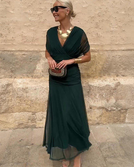 Seraphine | Elegant Cocktail Dress – Draped Maxi Style
