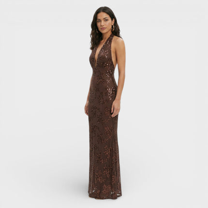 Seraphine | Sequin Maxi Dress – Women's Halter Evening Style