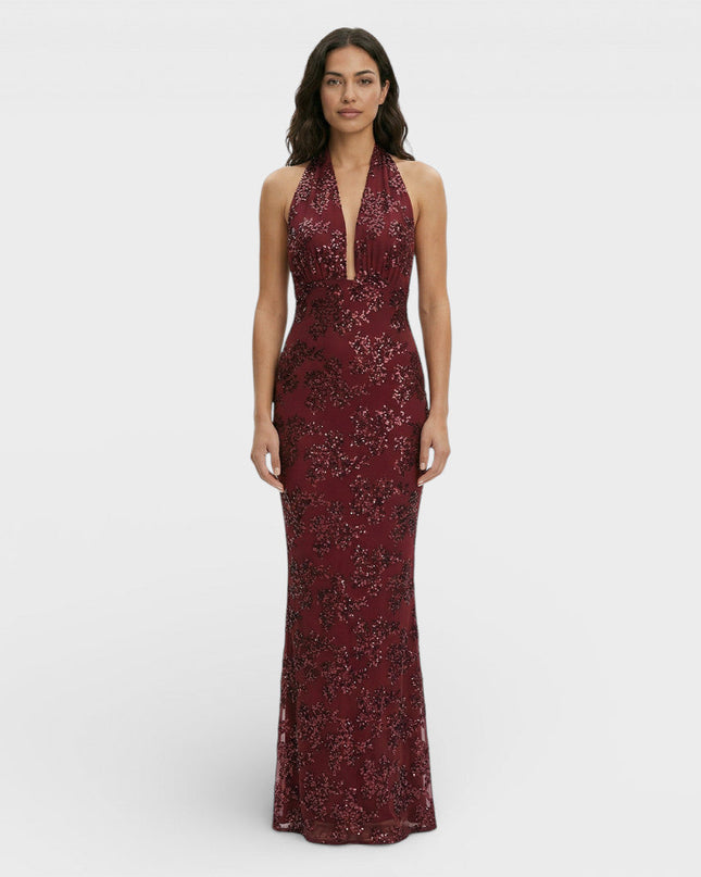 Seraphine | Sequin Maxi Dress – Women's Halter Evening Style