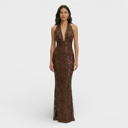Seraphine | Sequin Maxi Dress – Women's Halter Evening Style