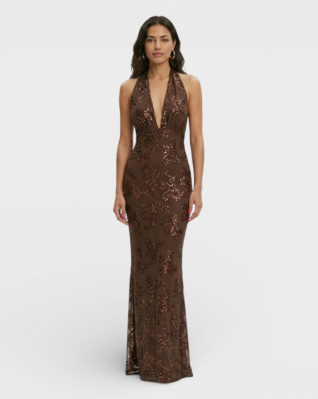 Seraphine | Sequin Maxi Dress – Women's Halter Evening Style