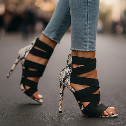 Serpentine | Sculptural Heels – Snakeskin Accent