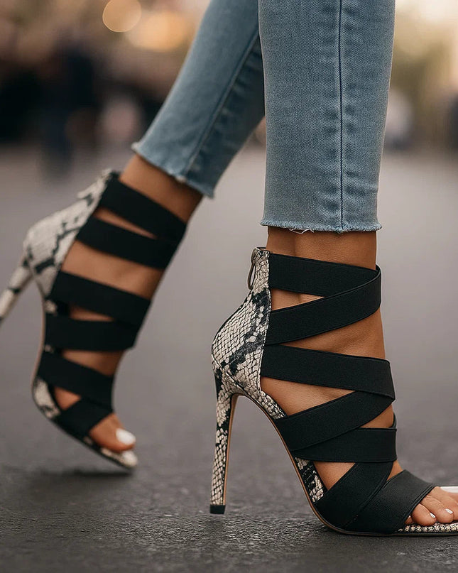Serpentine | Sculptural Heels – Snakeskin Accent