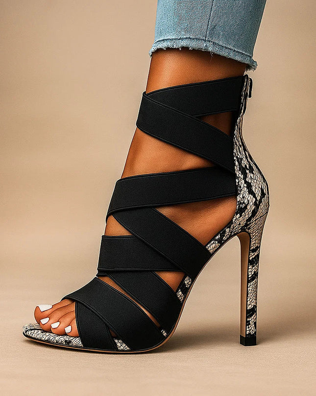Serpentine | Sculptural Heels – Snakeskin Accent