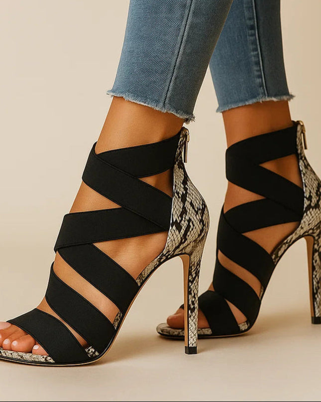 Serpentine | Sculptural Heels – Snakeskin Accent