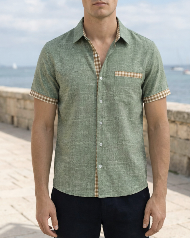 Men’s Contrast Trim Pocket Shirt