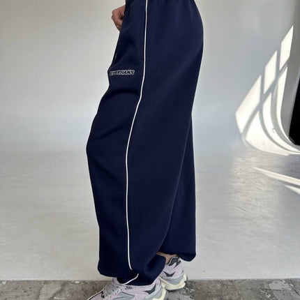 Sienna | Baggy Drawstring Sweatpants – Wide Leg Side Stripe