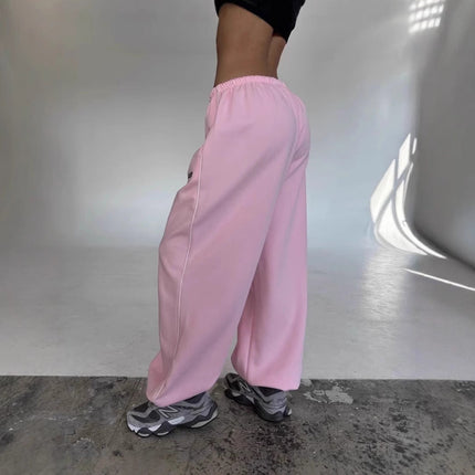 Sienna | Baggy Drawstring Sweatpants – Wide Leg Side Stripe