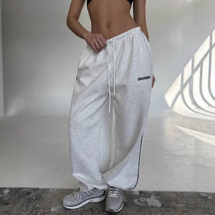 Sienna | Baggy Drawstring Sweatpants – Wide Leg Side Stripe