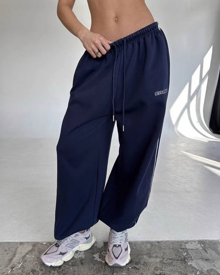 Sienna | Baggy Drawstring Sweatpants – Wide Leg Side Stripe