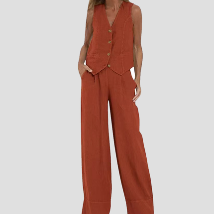 Sienna | Tailored Women's Two Piece Set Pants and Top – Wide-Leg Suit