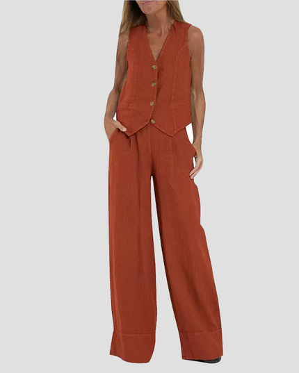Sienna | Tailored Women's Two Piece Set Pants and Top – Wide-Leg Suit